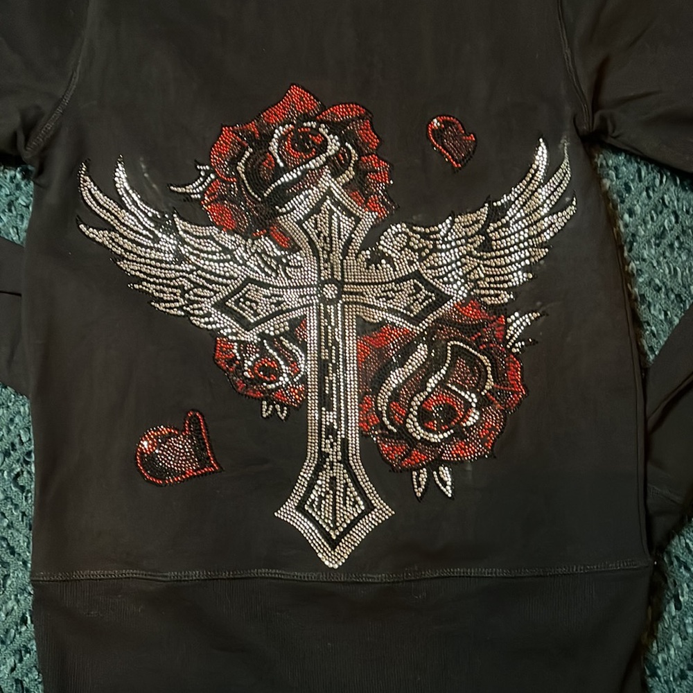 Rhinestone zip up